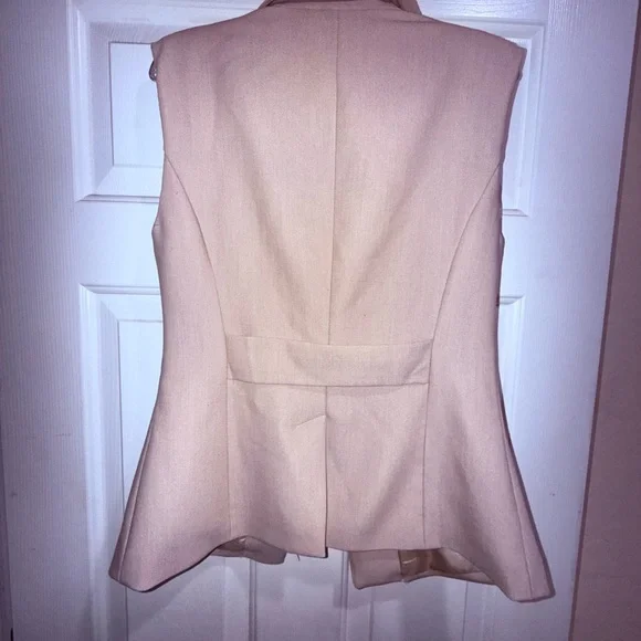 Avec Les Filles Beige Sleeveless Blazer Vest Tailored Minimalist Chic XS - Picture 6 of 6